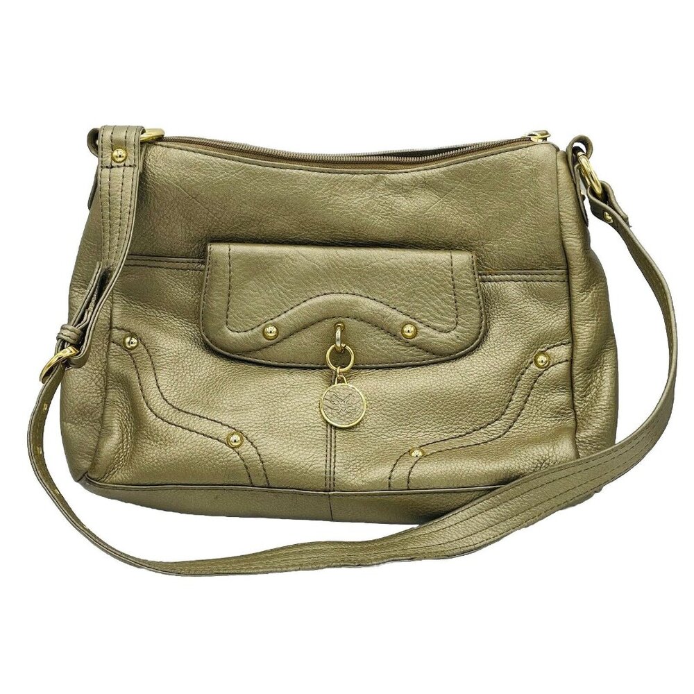 Stone Mountain Shoulder Bag Gold Soft Faux Leather Purse Adjustable Small